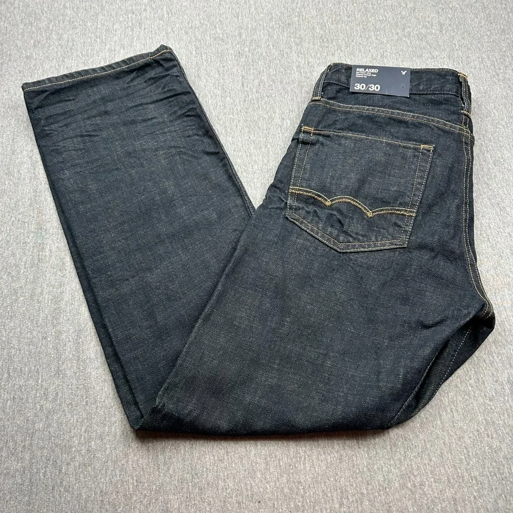 American Eagle‎ Relaxed Dark Wash Jeans Mens 30x30 Straight Leg NEW